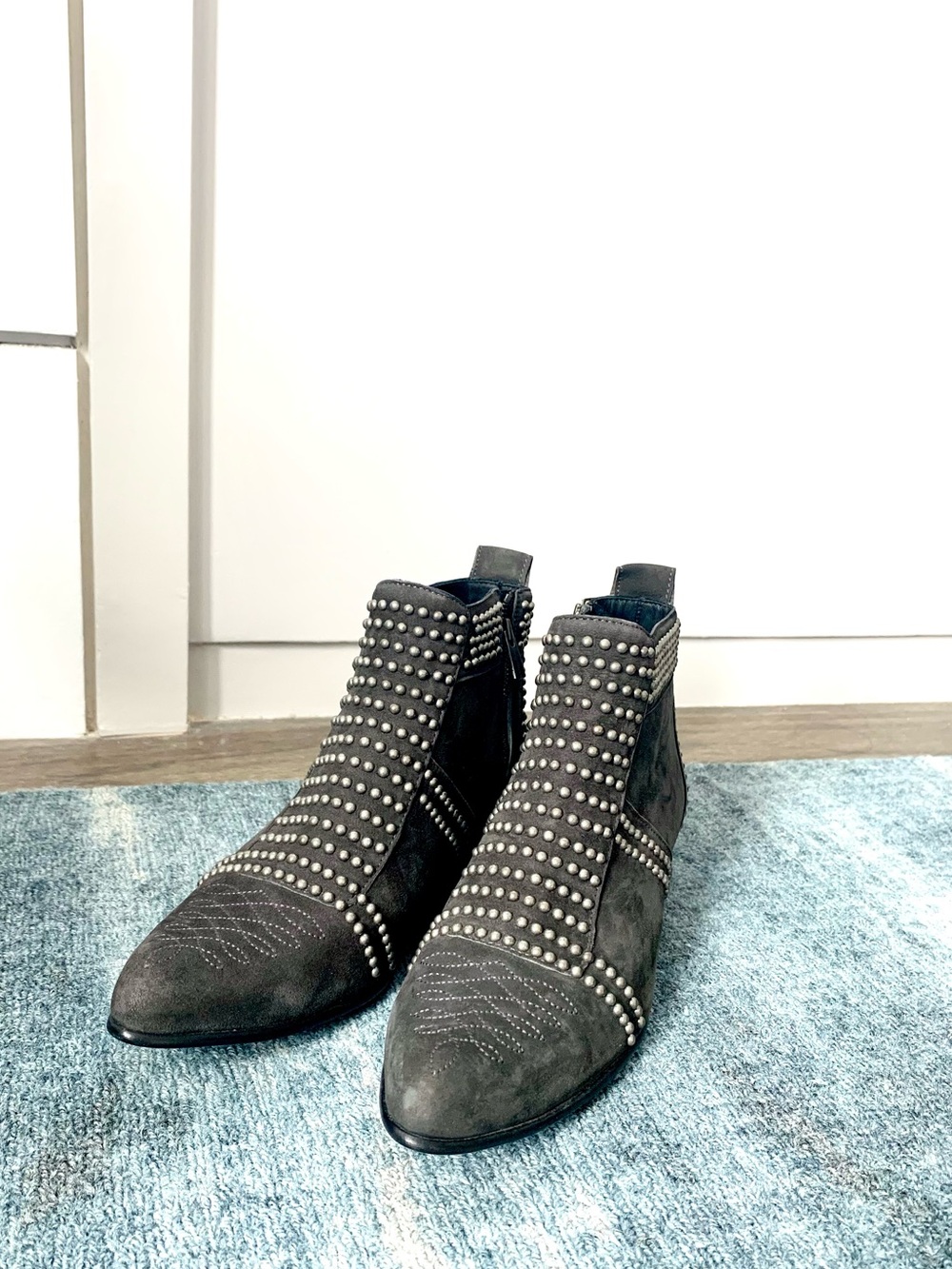 Anine Bing Charlie Boots in Charcoal Silver Studs NEW